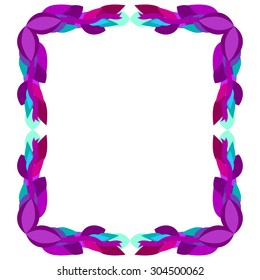 Seamless flower frame. Flower pattern. Floral bouquet. Ornamental round lace pattern, pattern with many details, Colorful pattern of the card. Purple floral pattern