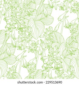 seamless flower green monochrome vector pattern 