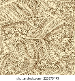 Seamless flower grunge retro background, hand drawn doodle pattern in vector - Shutterstock ID 223575493
