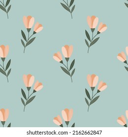 Seamless flower illustration pattern in flat style