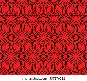 seamless flower lace pattern. abstract vector illustration. black on red. for design invitation, background, wallpaper