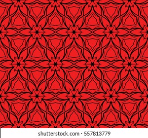 seamless flower lace pattern. abstract vector illustration. black on red. for design invitation, background, wallpaper