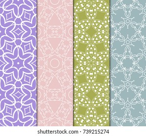 Seamless Flower Lace pattern set. tribal vector illustration. light pastel color. for fashion design, invitation, background, wallpaper