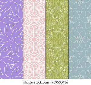 Seamless Flower Lace pattern set. tribal vector illustration. light pastel color. for fashion design, invitation, background, wallpaper