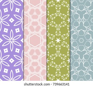 Seamless Flower Lace pattern set. tribal vector illustration. light pastel color. for fashion design, invitation, background, wallpaper