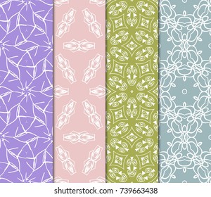 Seamless Flower Lace pattern set. tribal vector illustration. light pastel color. for fashion design, invitation, background, wallpaper