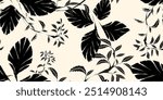 Seamless flower leaf. Exotic fabric design. Abstract aloha artwork. Vector illustration