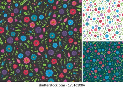Seamless Flower and Leaf Pattern