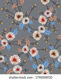 nahtlose Blume und Muster auf grauem Hintergrund