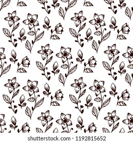 Seamless flower and leaves vector pattern. Vector floral pattern. Decorative illustration, good for printing.  
Colorful wallpaper vector. Great for label, print, packaging, fabric.