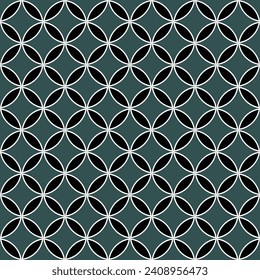 Seamless flower of life pattern on green background. sacred geometry. Circle Pattern. vector illustration.