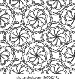Seamless flower mandala for coloring books and background