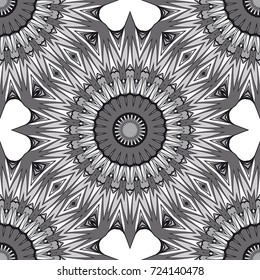 seamless flower mandala pattern. abstract vector illustration. monochrome. for design invitation, background, wallpaper