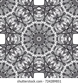 seamless flower mandala pattern. abstract vector illustration. monochrome. for design invitation, background, wallpaper