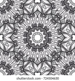 seamless flower mandala pattern. abstract vector illustration. monochrome. for design invitation, background, wallpaper