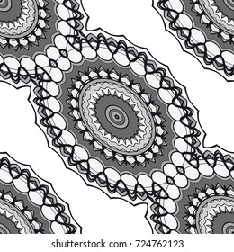 seamless flower mandala pattern. abstract vector illustration. monochrome. for design invitation, background, wallpaper