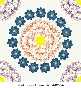 Seamless flower mandala pattern. For fabric, cloth design, wallpaper, gift wrap.