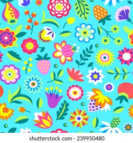 seamless flower multicolor vector pattern