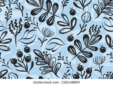 Flor sin foco sobre fondo azul, patrón sin foco con flores adorables. Se utiliza para fondo de pantalla, rellenos de patrones, fondo, texturas superficiales, fondo vectorial,