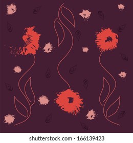 Seamless flower on purple background