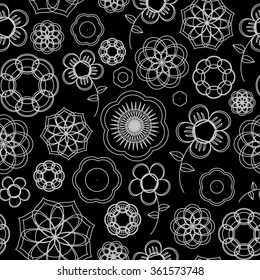 Seamless Flower Outline Pattern