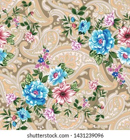 seamless flower with paisley pattern