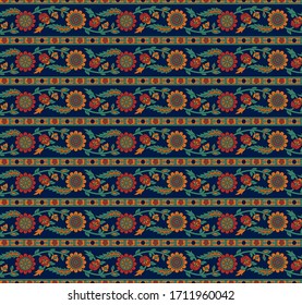 Patrón paisley de flores sin soldadura con fondo marino