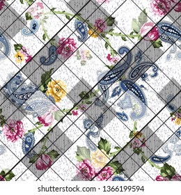 seamless  flower with paisley pattern on line