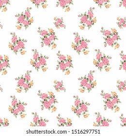 seamless flower with paisley pattern on white background