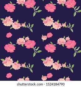 seamless flower with paisley pattern on  blue background