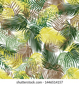 seamless flower and palm tree leaf pattern