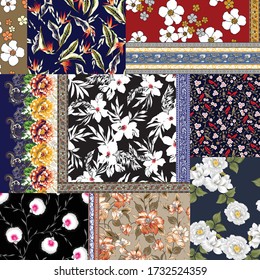 seamless flower  patchwork pattern on background 