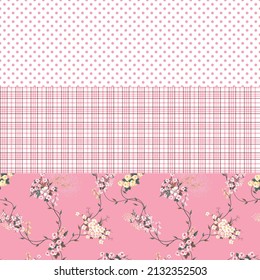 seamless flower patchwork pattern on pink background
