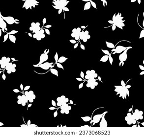 seamless flower patten with white and black ground