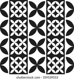 Seamless flower pattern. Abstract Black and white Background. Petals pattern. Ethnic backdrop. Ceramics background. Chain background. Geometric Pattern. Zigzag pattern. Leaves. Vector Regular Texture