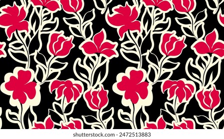 Seamless flower pattern. Abstract floral pattern. Textile print pattern