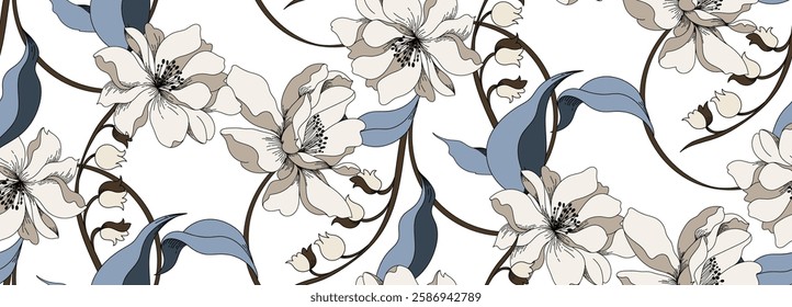 Seamless flower pattern. Abstract pattern. Textile print pattern