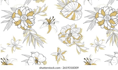 Padrão de flor sem costura. Padrão abstrato. Padrão de impressão têxtil.Design de padrão sem costura para têxtil. Para têxteis e moda.