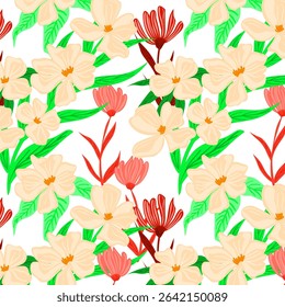 Seamless flower pattern. Abstract pattern. Textile print pattern. White background.