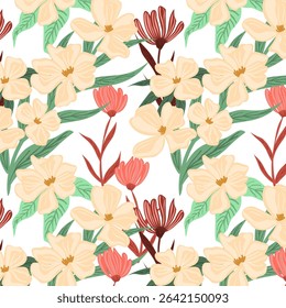 Seamless flower pattern. Abstract pattern. Textile print pattern. White background.