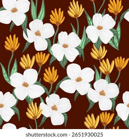 Seamless flower pattern. Abstract pattern. Textile print pattern.
