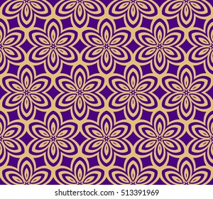 seamless flower pattern. abstract vector illustration. gold on blue. for design invitation, background, wallpaper
