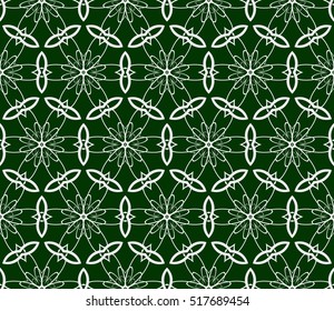 seamless flower pattern. abstract vector illustration. silver on green. for design invitation, background, wallpaper