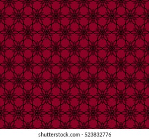seamless flower pattern. abstract vector illustration. black on red. for design invitation, background, wallpaper