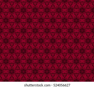seamless flower pattern. abstract vector illustration. black on red. for design invitation, background, wallpaper