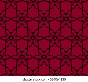 seamless flower pattern. abstract vector illustration. black on red. for design invitation, background, wallpaper