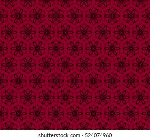 seamless flower pattern. abstract vector illustration. black on red. for design invitation, background, wallpaper