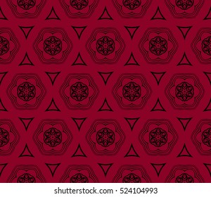 seamless flower pattern. abstract vector illustration. black on red. for design invitation, background, wallpaper