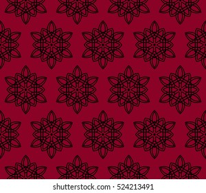 seamless flower pattern. abstract vector illustration. black on red. for design invitation, background, wallpaper