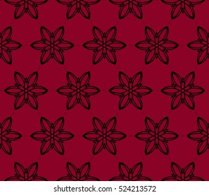 seamless flower pattern. abstract vector illustration. black on red. for design invitation, background, wallpaper